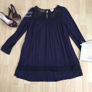 Bohemian Style Baby Doll Dress Navy Blue NWOT